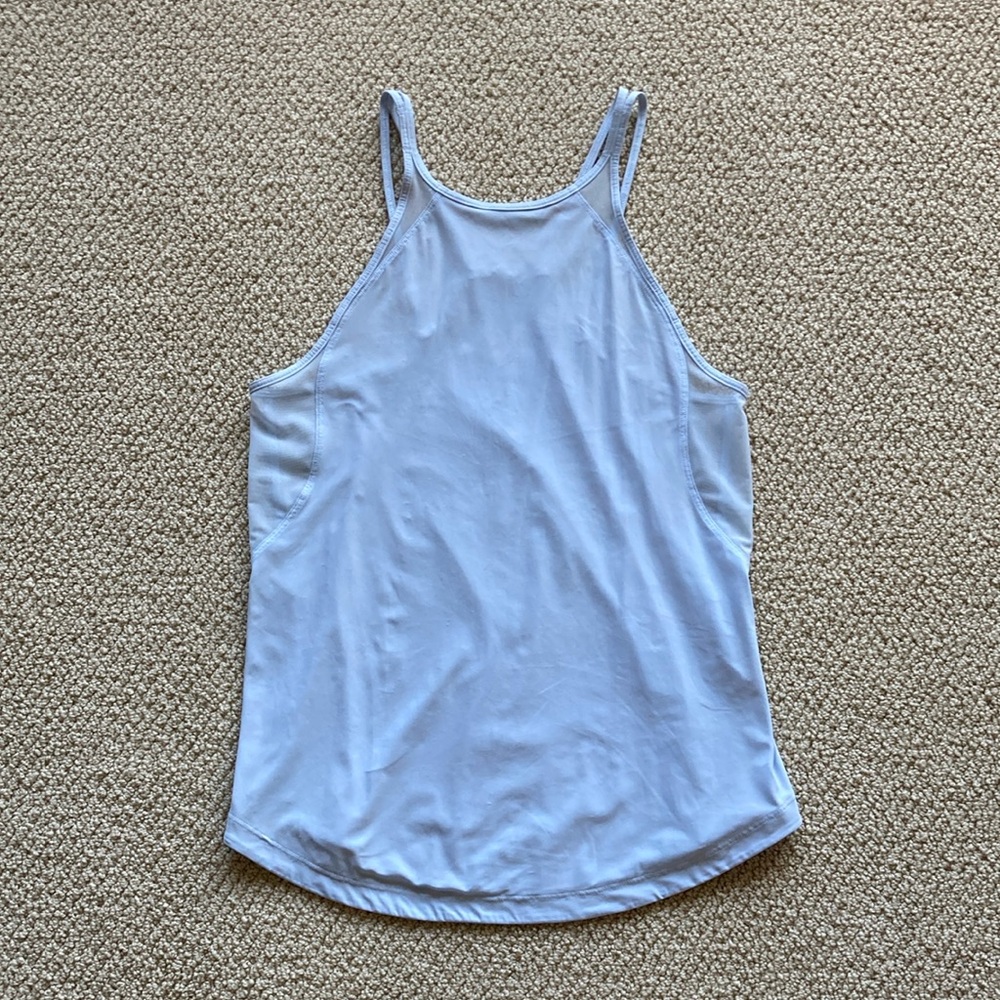 LULULEMON Run Off Route Tank Breezy Blue Mesh Panels Strappy Size 4 6 VEUC